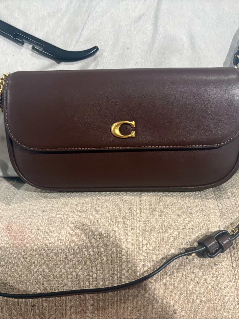 Coach Dark Brown Leather Crossbody with Gold 'C' Accent